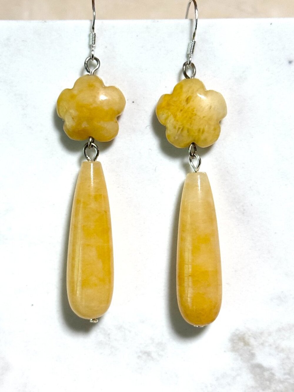 2/$20, Yellow Aventurine Dangle Earrings,Natural Gemstone & Sterling Silver Hook